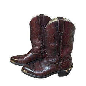 Durango Black Cherry Western Cowboy Boots TR655 Mens Size 8.5D Gold Toe Burgundy